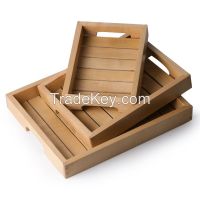 ExclusiveLane Handcrafted Wood Serving Tray - Set of 3
