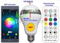 APP system dimmable led lamp speaker bluetooth Hifi quality wireless light bulb speaker