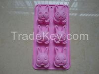 6 cavity FDA / LFGB silicone  rabbit bakeware cake mold / ice lattice