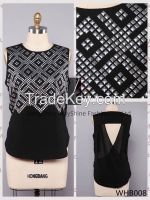 2014 hot selling Ladies polyester tank top with sequins
