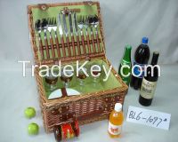hot!!!optional colored handweave wicker basket with cutlery for autumn camping&picnic