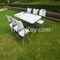 Outdoor camping/picnic/banquet/wedding/dining table, 5ft plastic folding in half table