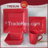 16pcs solid color glaze square dinnerware sets