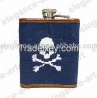 Stainless steel Body Material Art pattern Needlepoint Flask