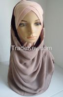 Mu001 Two Layes Chiffon and Cotton Hody Styles Muslim Hijab easy to wear Islamic Hijab