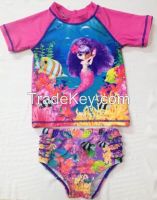 Kids Rashguard and Swim Trunk Set / Cartoon Design Beach Wear