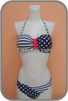String bikini in very sexy fit style, irregular patterned and navy design