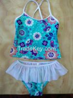 Girls' tankini two-piece swimsuit / tank top and panty in lace
