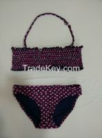 Sexy bikini of bandeau top with adjustable strings beautiful shell-grid pattern, chic and sweet
