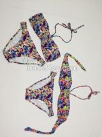 Hot Italian Brazilian Bikini Banteau Top Adjustable Strings Mosaic Pattern