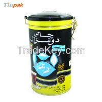 Round Airtight Tea Tin Box With Plastic Lid 