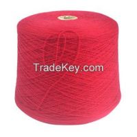 Dyed spun polyester yarn