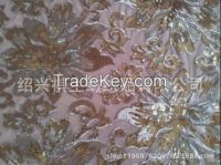 large flowers embroidered sequined mesh fabric
