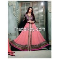 Pink Resham Work Georgette Anarkali Suit