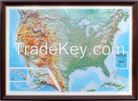 Decorative 3D map with panorama effect THE USA