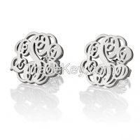 Sterling Silver Stud Monogram Earrings