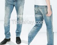 Men's 2015 new cotton denim jeans, fashion hot,knee decoratino denim