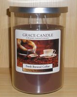 coffee scented candle in glass jar with metal lid