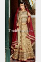 Off White &amp; Red Designer Lehenga Choli