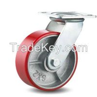 4"5"6"8"heavy duty doubal ball bearing iron core PU swivel caster