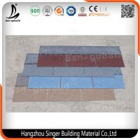 Red color fiberglass bitumen roofing shingles, building material 5 tab asphalt roofing shingles price