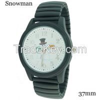 Hot Promotional Gifts Rubberized Coatedm Christmas Stretch Band Watch 37mm