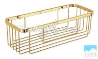 Bathroom Wall mounted Golden Stainless Steel Storage Shower Caddy Basket Shelves