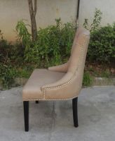 French Classical Style Brown Leather Leisure Chair with Vintage Button Back Oak Solid Wood Used for Hotel Chair
