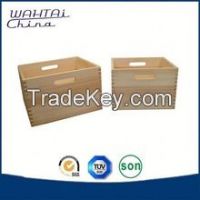 set of 2 natural wooden boxes
