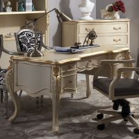 Neoclassic Wooden Office Desk With Drawers