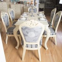 French Style Luxury White Dining Table Carved