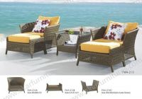 Outdoor furniture golden rattan chaise loung plastic chair factory aluminium frame FWA-213