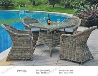 Outdoor furniture Wicker chair with cushion and round coffee table FWY-056