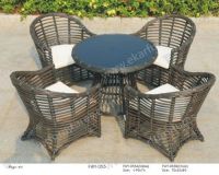 Outdoor furniture Wicker chair with cushion and round coffee table FWY-055