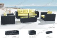 2015 Fashional new design black big Flat Rattan sofa set 1+1+3 with Table  FWC-240