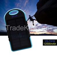 Travel outdoor emergency 12000mah mobile phones charger portable solar power bank