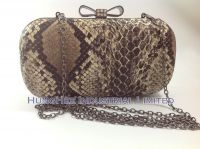 Bow Knot Rhinestones Closure Python Skin Leather Hard Case Clutch Purse Evening Bags HH-P1301