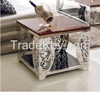 Square stainless steel frame plus marble surface End (small) table 