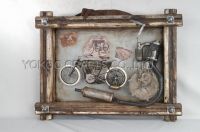 Framed Antique Motorcycle Model