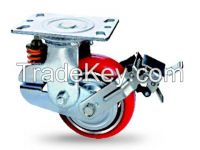 PU heavy duty trolley spring loaded casters China supplier