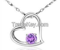 Silver gemstone heart shape fashion jewellery Christmas gift wholesale made in China
