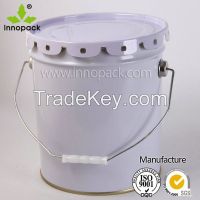 10L white round paint can with pry cover and handle for paint use