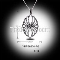 High End Clear Zirconia Micro Pave Black Plating 925 Sterling Silver Pendants