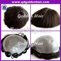 Human Hair Middle Size Thin Skin Invisible Toupee