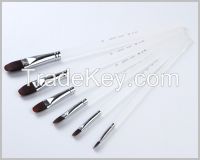 Acrylic Nylon Artist Paint Brushes set 6pcs/box Filbert Brushes Transparent Acrylic Handle 209