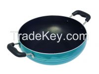 DOUBLE COATED KADAI WITH SS LID AND SS WIRE ROD HANDLE