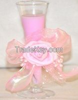 Pink Color Fancy Candle with Glass Holders