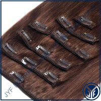 Clip In Hair Remy Hair 18&quot; Straight Color 4# 85Gr Ful Head IN STOCK 