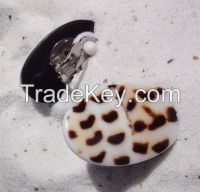 Tiger Conus oval earrings clips studs