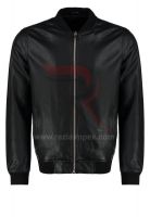 High quality black men's leather jacket